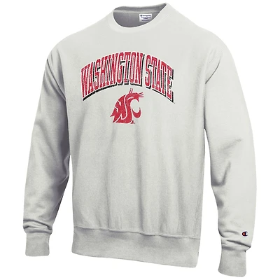 Sweat-shirt à enfiler Champion gris pour homme, orné du logo des Washington State Cougars en arche et tissage inversé.
