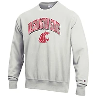 Sweat-shirt à enfiler Champion gris pour homme, orné du logo des Washington State Cougars en arche et tissage inversé.