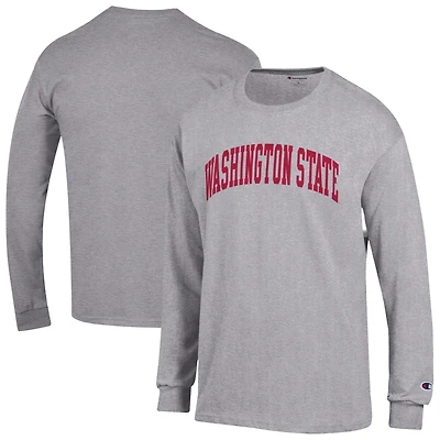 Men's Champion  Heather Gray Washington State Cougars Basic Arch Long Sleeve T-Shirt