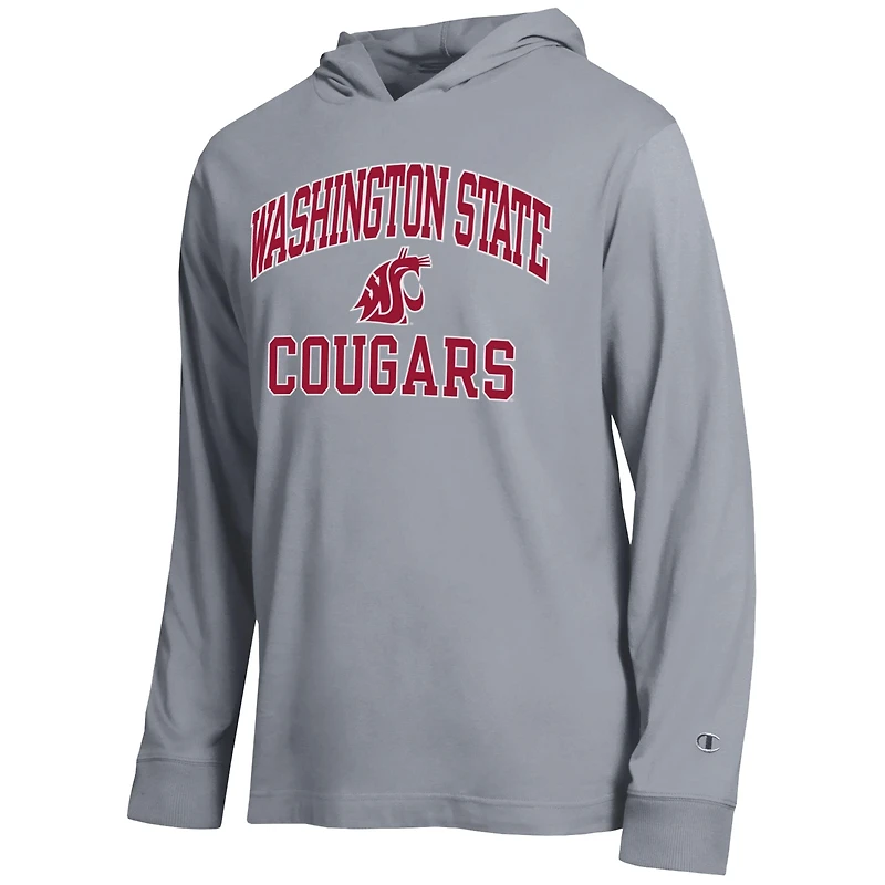 Men's Champion  Heather Gray Washington State Cougars High Motor All-Star Long Sleeve Hooded T-Shirt