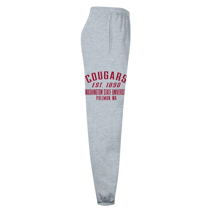 Men's Champion Heather Gray Washington State Cougars Powerblend Banded Fleece Sweatpants
