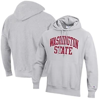 Men's Champion Heathered Gray Washington State Cougars Team Arch Reverse Weave Pullover Hoodie