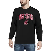 Men's Colosseum Black Washington State Cougars Arch & Logo Crew Neck Sweatshirt