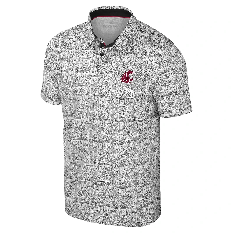 Polo à imprimé intégral pour homme Colosseum Black Washington State Cougars It's Time!