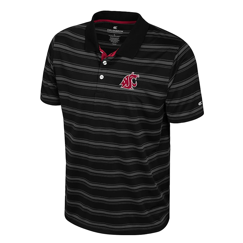 Polo noir Colosseum pour homme, motif Milk Steak, Washington State Cougars