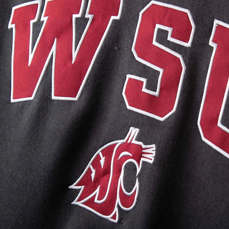 Men's Colosseum Charcoal Washington State Cougars Arch & Logo Crew Neck Sweatshirt