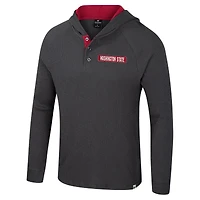 Men's Colosseum  Charcoal Washington State Cougars Dujour Ralgan Long Sleeve Henley Hoodie T-Shirt