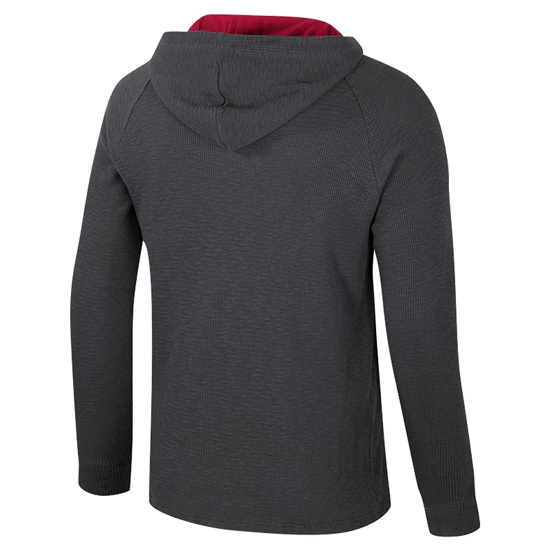 Men's Colosseum  Charcoal Washington State Cougars Dujour Ralgan Long Sleeve Henley Hoodie T-Shirt