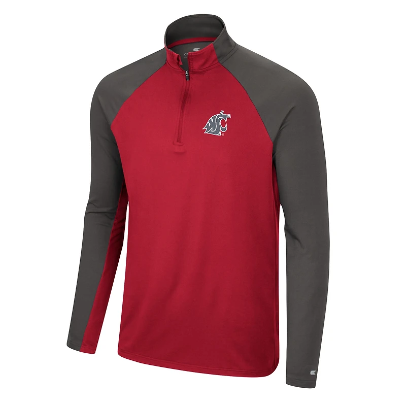 Men's Colosseum Crimson/Charcoal Washington State Cougars Two Yutes Raglan Quarter-Zip Windshirt