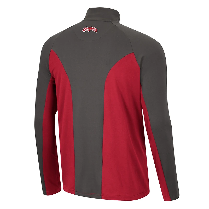 Colosseum Crimson/Charcoal Washington State Cougars Two Yutes Raglan Quarter-Zip Windshirt pour homme
