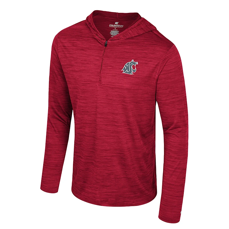 Men's Colosseum Crimson Washington State Cougars Always Sunny Lightweight Quarter-Zip Hoodie
