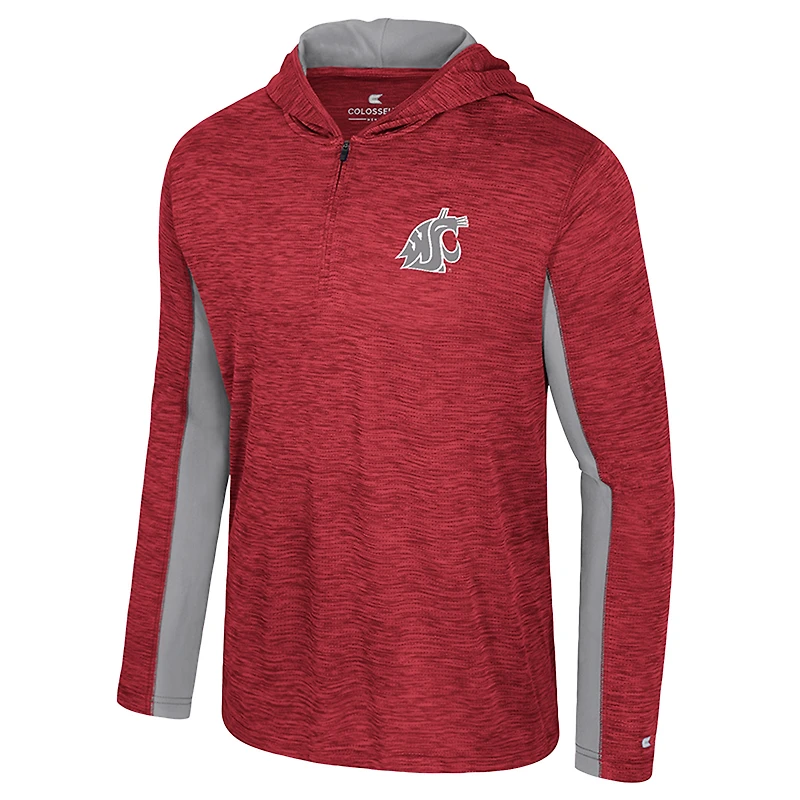 Men's Colosseum Crimson Washington State Cougars Always Sunny Quarter-Zip Hoodie