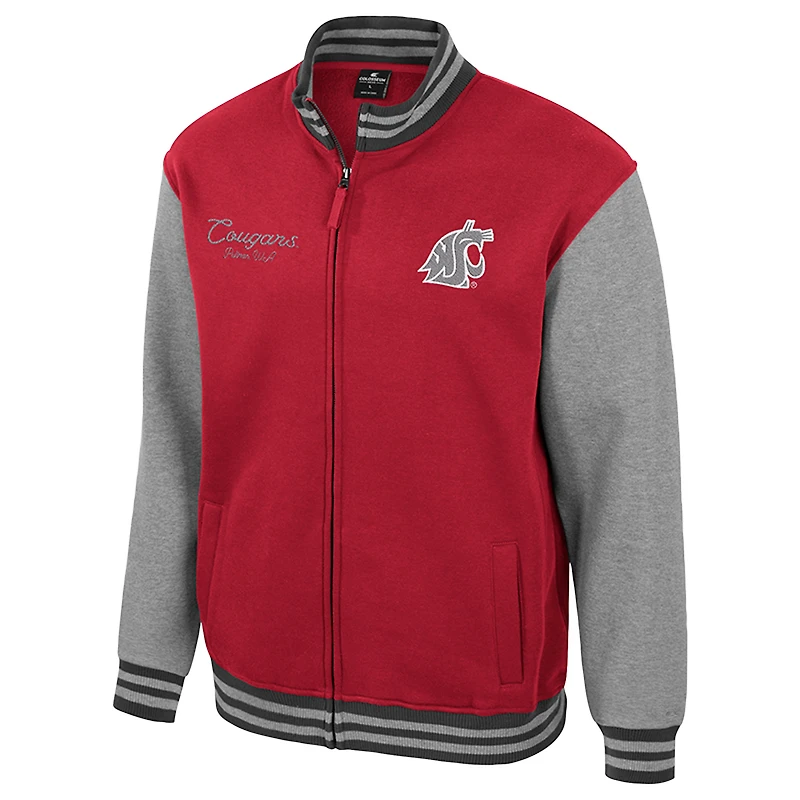 Veste universitaire à fermeture éclair intégrale Ambi-Turner pour homme, couleur Colosseum Crimson, Washington State Cougars