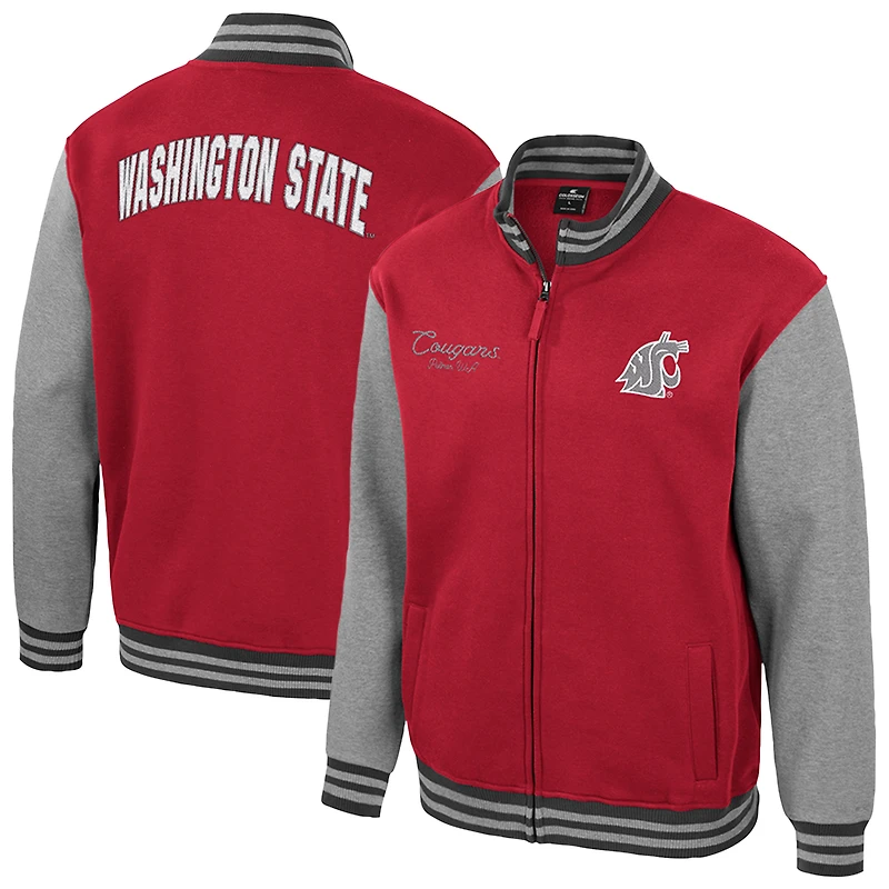Veste universitaire à fermeture éclair intégrale Ambi-Turner pour homme, couleur Colosseum Crimson, Washington State Cougars