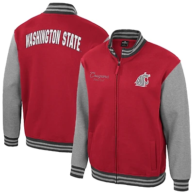 Veste universitaire à fermeture éclair intégrale Ambi-Turner pour homme, couleur Colosseum Crimson, Washington State Cougars