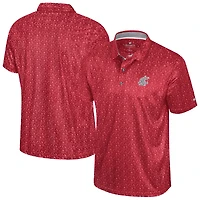 Men's Colosseum  Crimson Washington State Cougars Football Print Polo