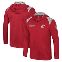 Men's Colosseum Crimson Washington State Cougars OHT Military Appreciation Quarter-Zip Hoodie Jacket
