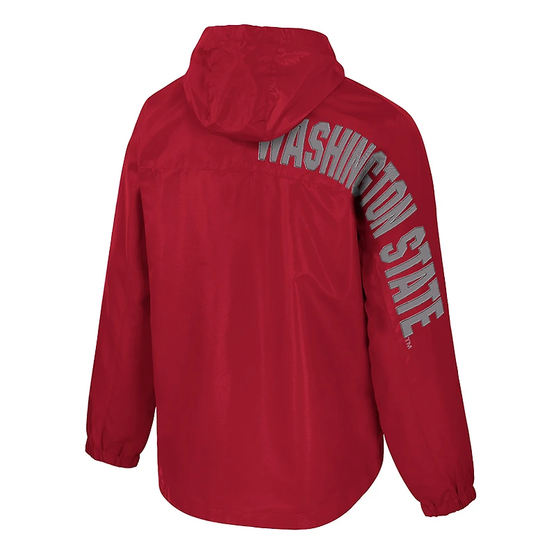 Veste anorak à demi-zip Colosseum Crimson pour homme des Cougars de l'État Washington