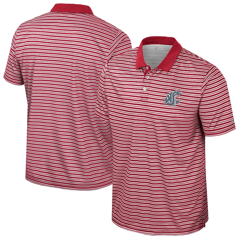 Men's Colosseum Crimson Washington State Cougars Striped Polo