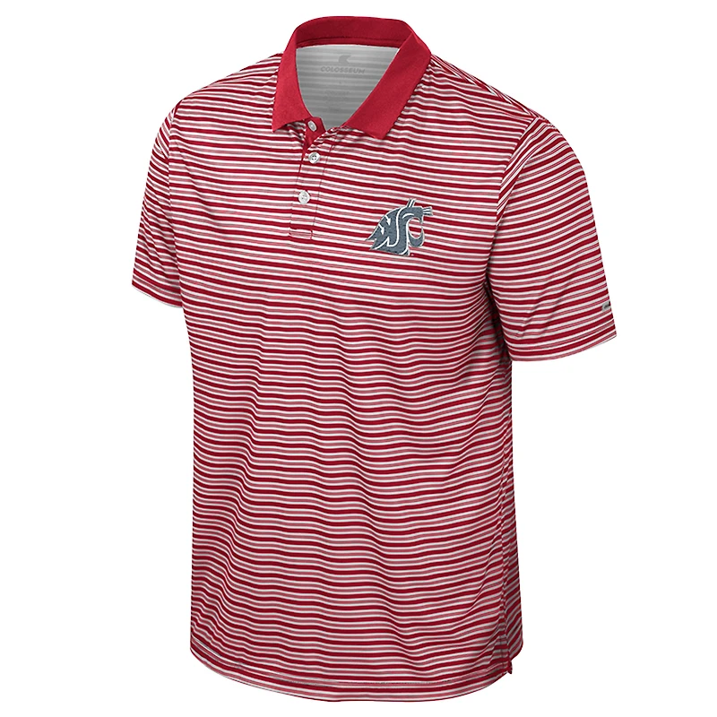 Men's Colosseum Crimson Washington State Cougars Striped Polo