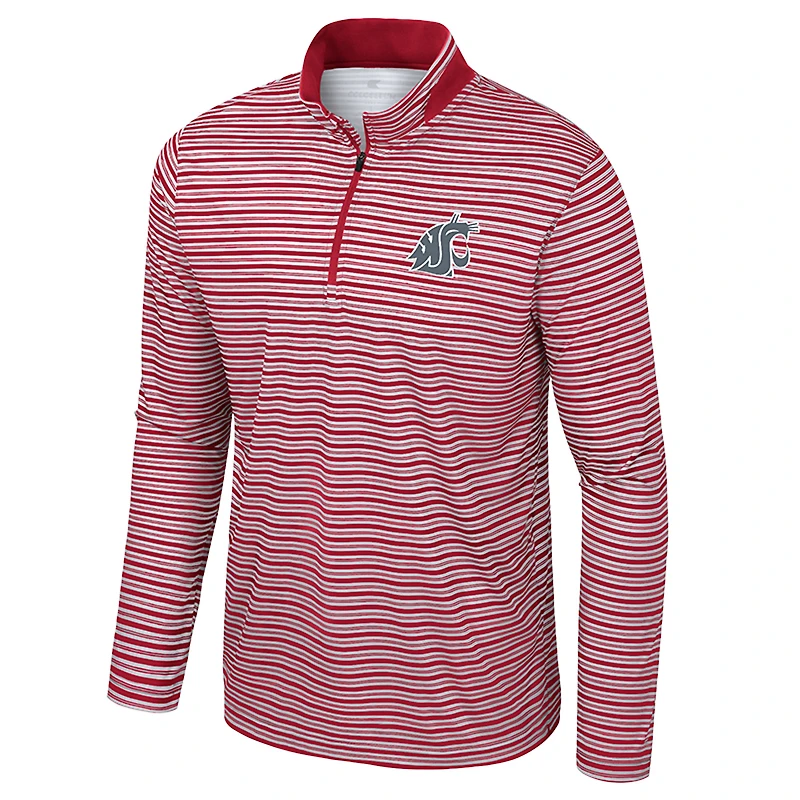 Haut rayé à glissière quart de tour pour homme Colosseum Crimson Washington State Cougars