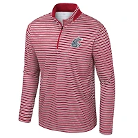 Haut rayé à glissière quart de tour pour homme Colosseum Crimson Washington State Cougars