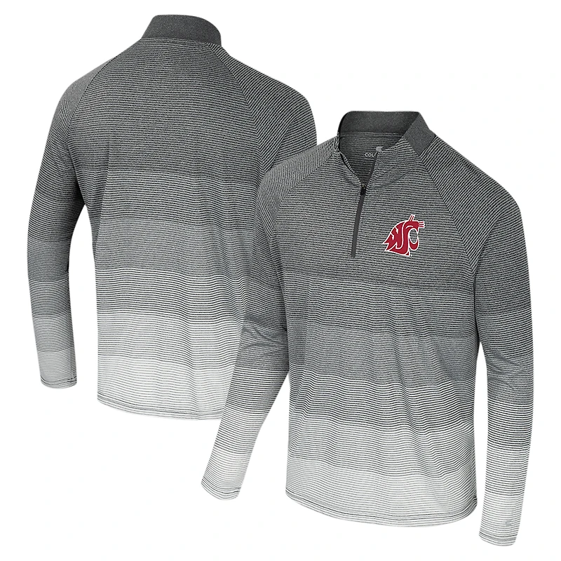 Men's Colosseum  Gray Washington State Cougars AI Striped Mesh Quarter-Zip Raglan Windshirt