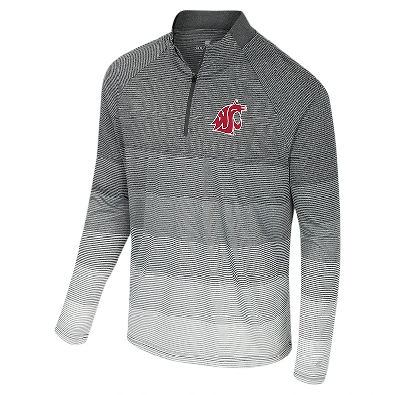 Men's Colosseum  Gray Washington State Cougars AI Striped Mesh Quarter-Zip Raglan Windshirt
