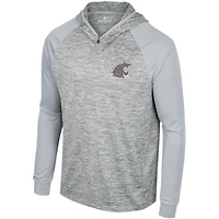 Men's Colosseum Gray Washington State Cougars Cybernetic Raglan Quarter-Zip Hooded Top