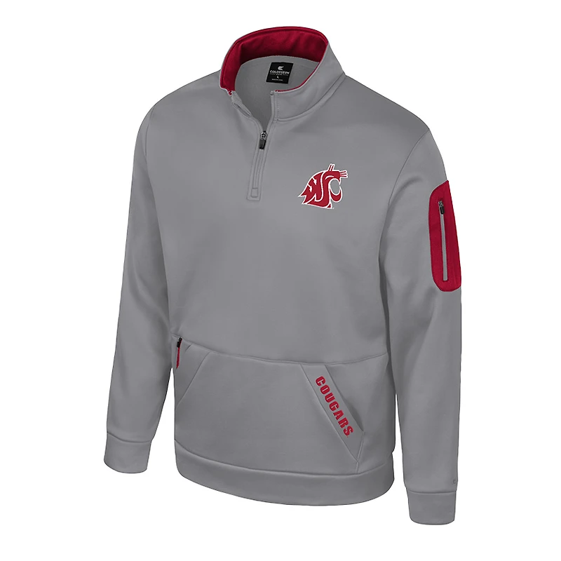 Veste polaire à fermeture éclair quart de tour Mainframe pour homme, gris Colosseum, Washington State Cougars