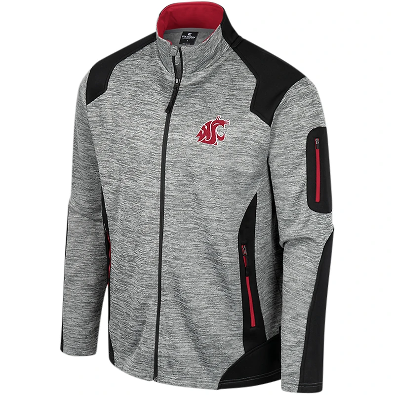 Men's Colosseum Gray Washington State Cougars Silberman Color Block Full-Zip Jacket