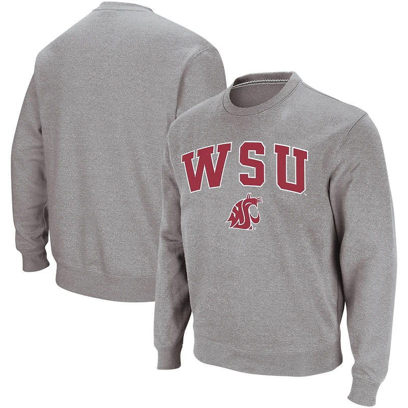 Colosseum gris chiné Washington State Cougars Arch & Logo Crew Neck Sweatshirt pour homme