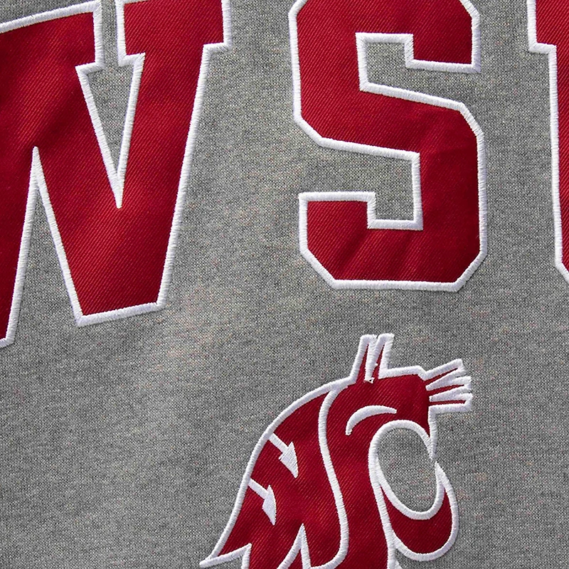 Men's Colosseum Heather Gray Washington State Cougars Arch & Logo Crew Neck Sweatshirt
