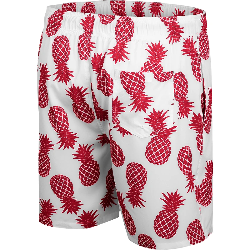 Men's Colosseum White/Crimson Washington State Cougars Pineapple Swim Shorts