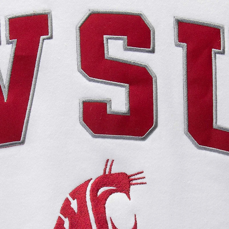 Men's Colosseum White Washington State Cougars Arch & Logo Crew Neck Sweatshirt