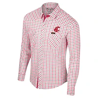 Chemise blanche à manches longues et boutons-pression Colosseum x Wrangler pour hommes des Cougars de l'État Washington carreaux