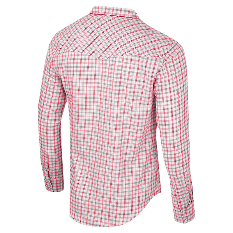 Men's Colosseum x Wrangler White Washington State Cougars Plaid Window Pane Long Sleeve Full-Snap Shirt