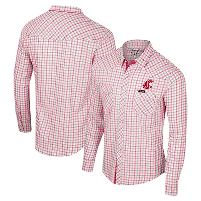 Chemise blanche à manches longues et boutons-pression Colosseum x Wrangler pour hommes des Cougars de l'État Washington carreaux