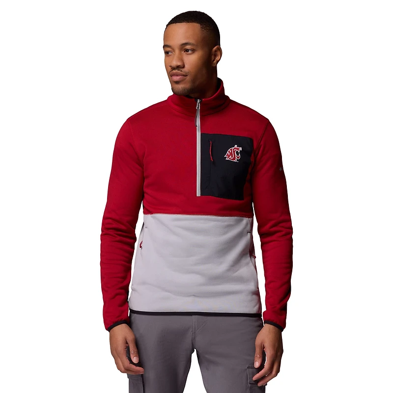 Pull-over demi-zip Columbia pour homme, couleur cramoisie/gris, Washington State Cougars Hike Omni-Wick