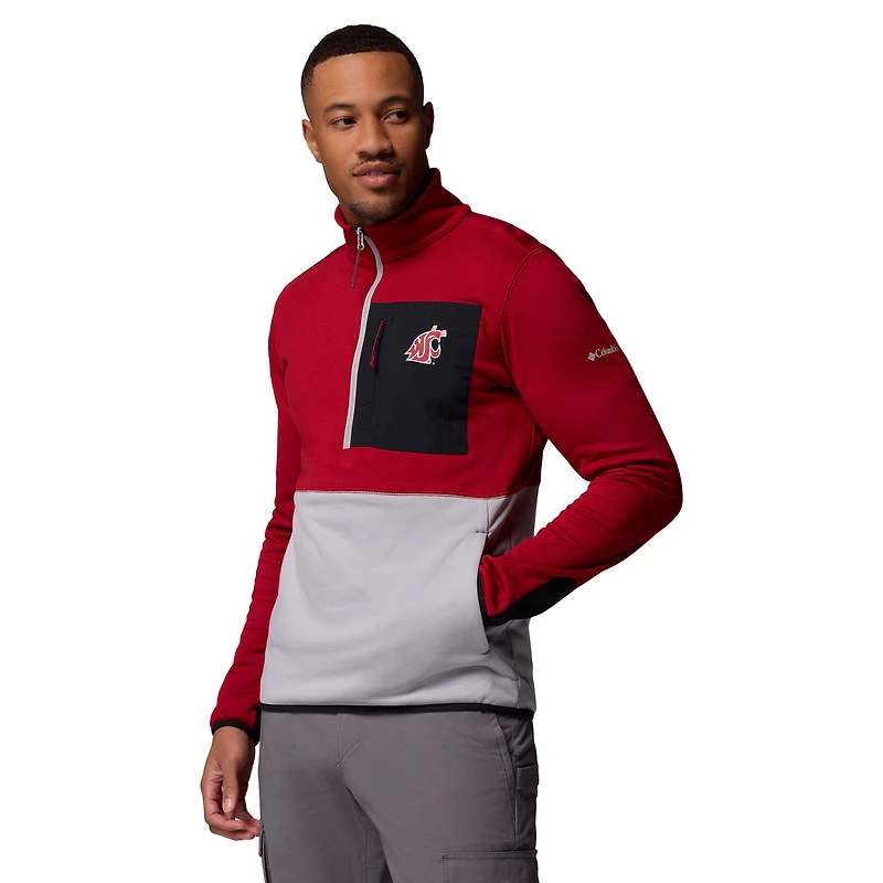 Pull-over demi-zip Columbia pour homme, couleur cramoisie/gris, Washington State Cougars Hike Omni-Wick