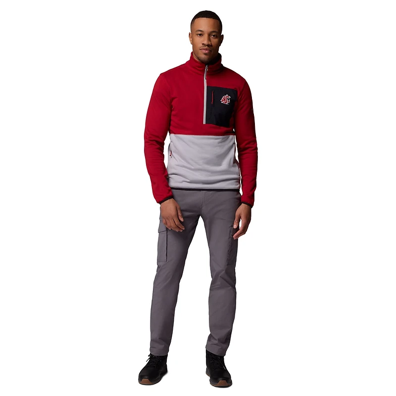 Pull-over demi-zip Columbia pour homme, couleur cramoisie/gris, Washington State Cougars Hike Omni-Wick