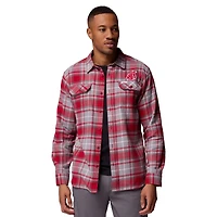 Chemise boutonnée à manches longues en flanelle Omni-Wick pour homme Columbia Crimson Washington State Cougars