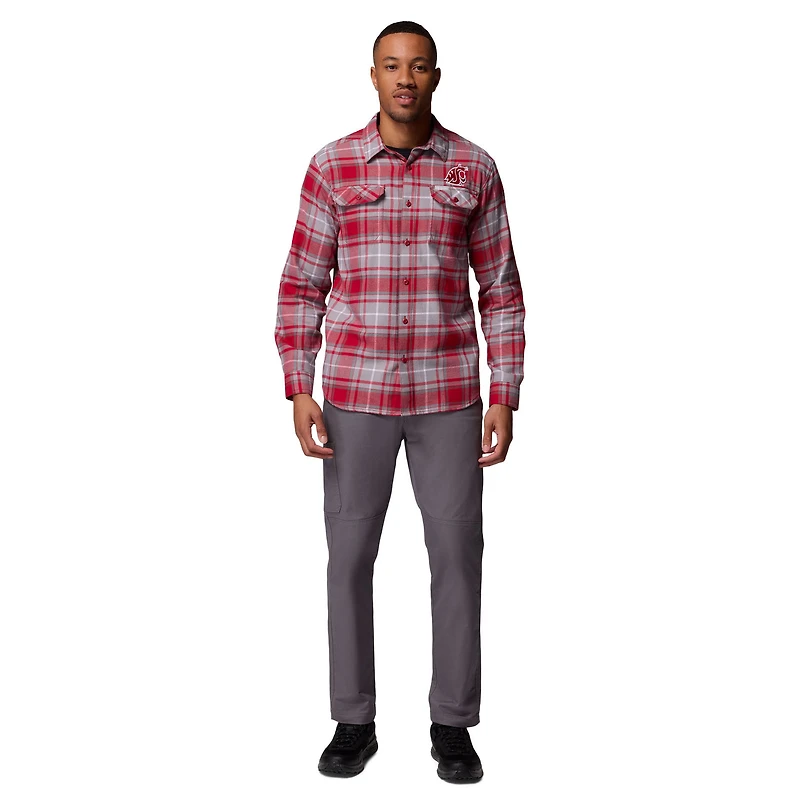 Chemise boutonnée à manches longues en flanelle Omni-Wick pour homme Columbia Crimson Washington State Cougars