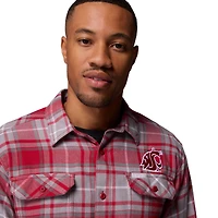 Chemise boutonnée à manches longues en flanelle Omni-Wick pour homme Columbia Crimson Washington State Cougars