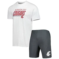 Men's Concepts Sport Charcoal/White Washington State Cougars Downfield Top & Shorts Set