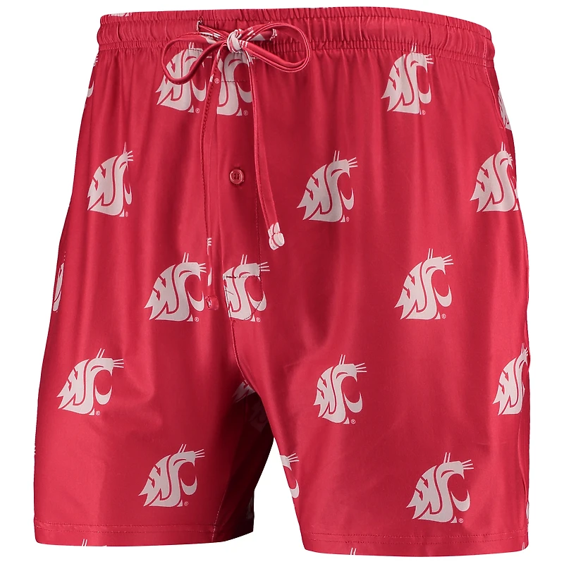 Men's Concepts Sport Crimson Washington State Cougars Flagship Allover Print Jam Shorts