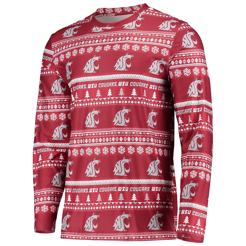 Ensemble de nuit pour homme Concepts Sport Crimson Washington State Cougars, pull moche à manches longues et pantalon