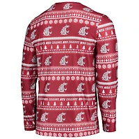 Ensemble pyjama Concepts Sport Crimson Washington State Cougars pour homme : pull moche à manches longues et pantalon.