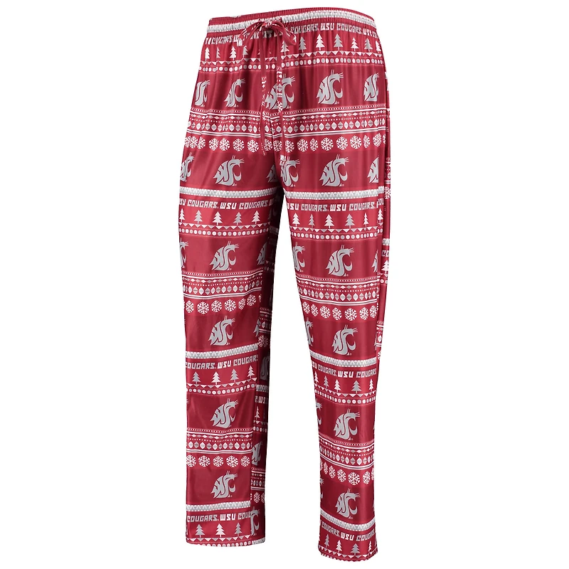 Ensemble pyjama Concepts Sport Crimson Washington State Cougars pour homme : pull moche à manches longues et pantalon.