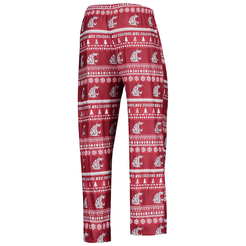 Men's Concepts Sport Crimson Washington State Cougars Ugly Sweater Long Sleeve Top and Pants Sleep Set